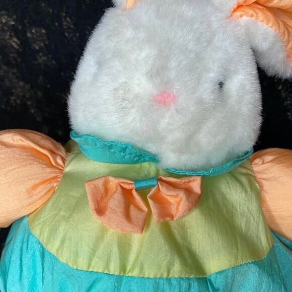 DanDee Puffalump Style Parachute Plush Rabbit Bunny Easter Peach Blue Orange - Picture 7 of 9